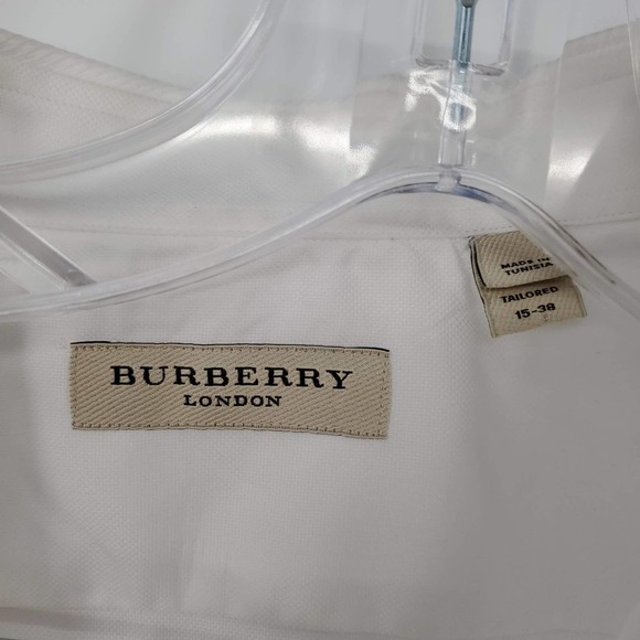 Burberry Men's Unisex Pintuck Bib Button Down Dress Shirt in White Neck 15 NEW - Picture 9 of 10